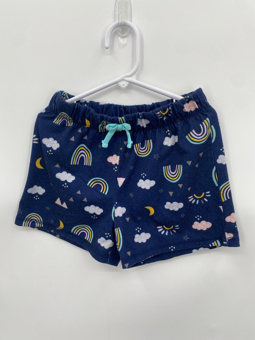 Eddie Bauer Kids Navy Blue Rainbow Sleep Shorts Elastic Waist S 7/8